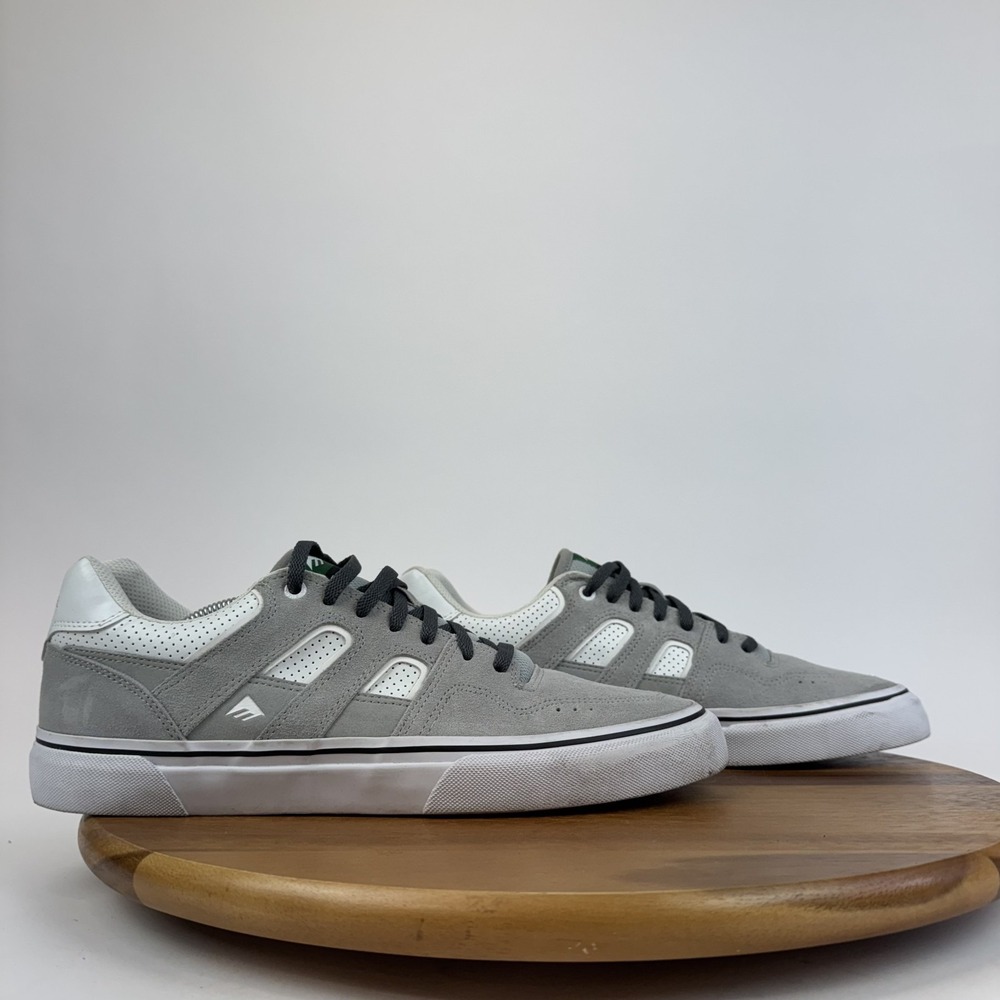 Mens Emerica Tilt G6 Vulc‎ White Gray Leather Low Skate Sneakers Shoes Size 12 M